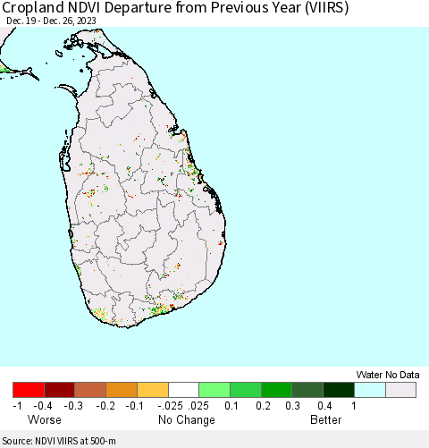 Sri Lanka Cropland NDVI Departure from Previous Year (VIIRS) Thematic Map For 12/19/2023 - 12/26/2023