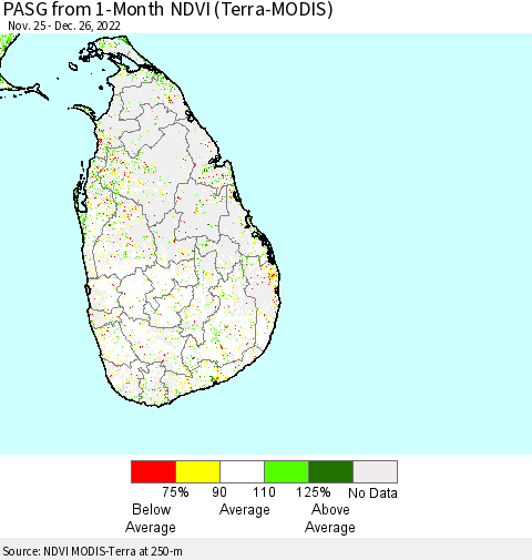 Sri Lanka PASG from 1-Month NDVI (Terra-MODIS) Thematic Map For 12/19/2022 - 12/26/2022