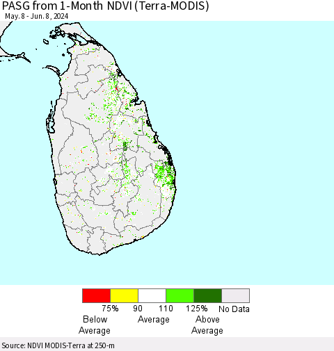 Sri Lanka PASG from 1-Month NDVI (Terra-MODIS) Thematic Map For 6/1/2024 - 6/8/2024