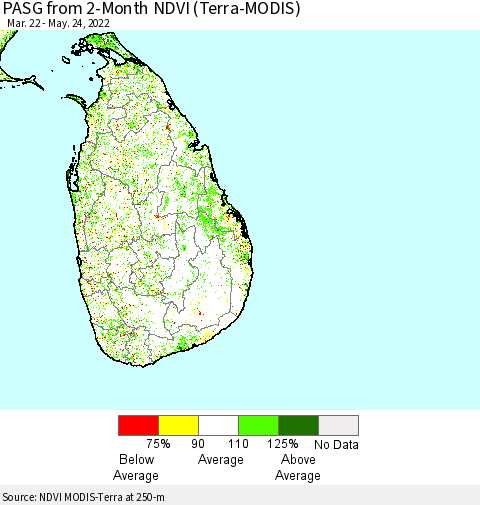 Sri Lanka PASG from 2-Month NDVI (Terra-MODIS) Thematic Map For 5/17/2022 - 5/24/2022