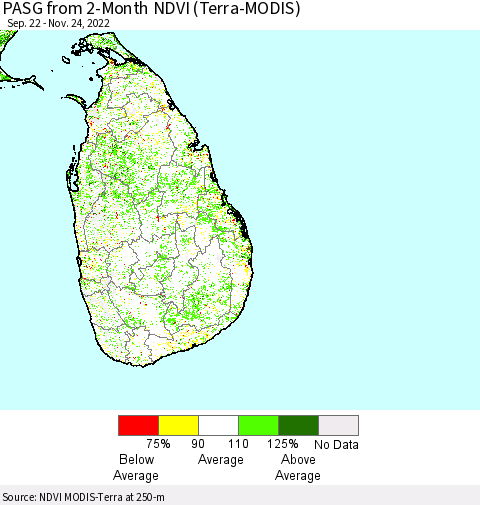 Sri Lanka PASG from 2-Month NDVI (Terra-MODIS) Thematic Map For 11/17/2022 - 11/24/2022