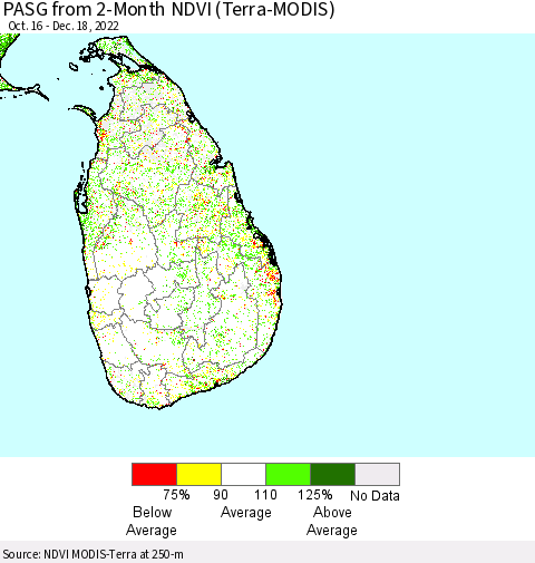 Sri Lanka PASG from 2-Month NDVI (Terra-MODIS) Thematic Map For 12/11/2022 - 12/18/2022