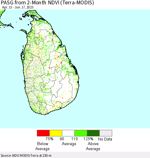 Sri Lanka PASG from 2-Month NDVI (Terra-MODIS) Thematic Map For 6/10/2023 - 6/17/2023