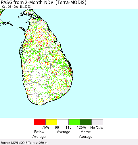Sri Lanka PASG from 2-Month NDVI (Terra-MODIS) Thematic Map For 12/11/2023 - 12/18/2023