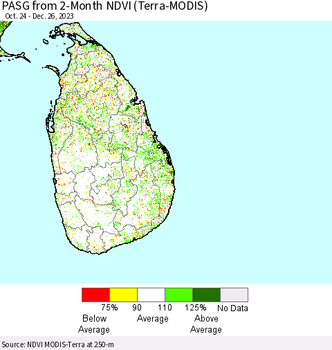 Sri Lanka PASG from 2-Month NDVI (Terra-MODIS) Thematic Map For 12/19/2023 - 12/26/2023