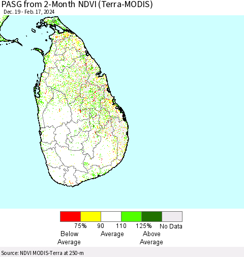 Sri Lanka PASG from 2-Month NDVI (Terra-MODIS) Thematic Map For 2/10/2024 - 2/17/2024