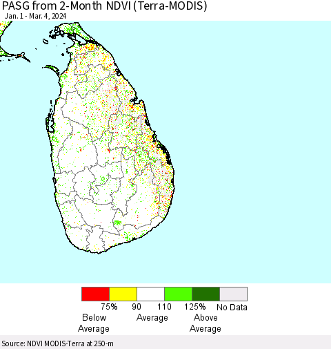 Sri Lanka PASG from 2-Month NDVI (Terra-MODIS) Thematic Map For 2/26/2024 - 3/4/2024