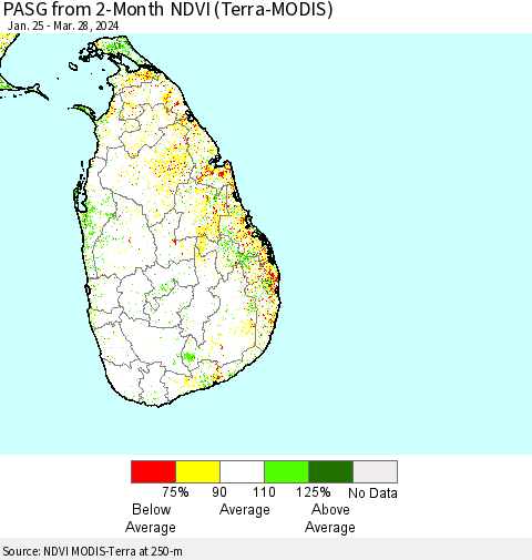 Sri Lanka PASG from 2-Month NDVI (Terra-MODIS) Thematic Map For 3/21/2024 - 3/28/2024