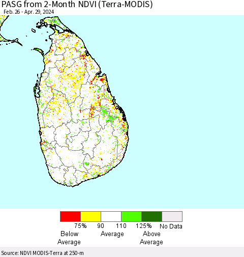 Sri Lanka PASG from 2-Month NDVI (Terra-MODIS) Thematic Map For 4/22/2024 - 4/29/2024