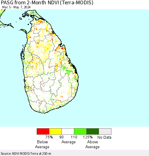 Sri Lanka PASG from 2-Month NDVI (Terra-MODIS) Thematic Map For 4/30/2024 - 5/7/2024