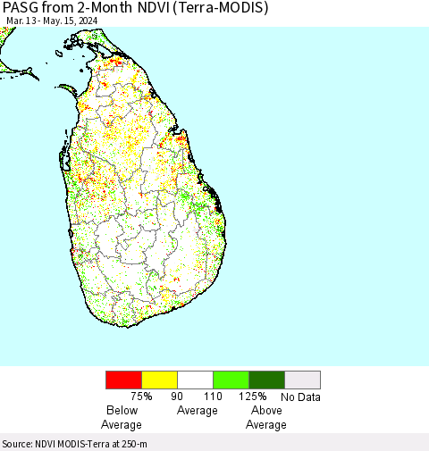 Sri Lanka PASG from 2-Month NDVI (Terra-MODIS) Thematic Map For 5/8/2024 - 5/15/2024