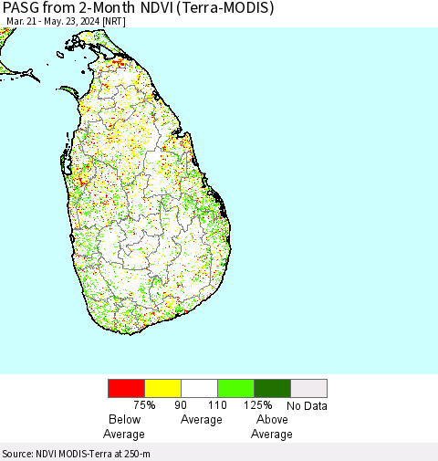 Sri Lanka PASG from 2-Month NDVI (Terra-MODIS) Thematic Map For 5/16/2024 - 5/23/2024