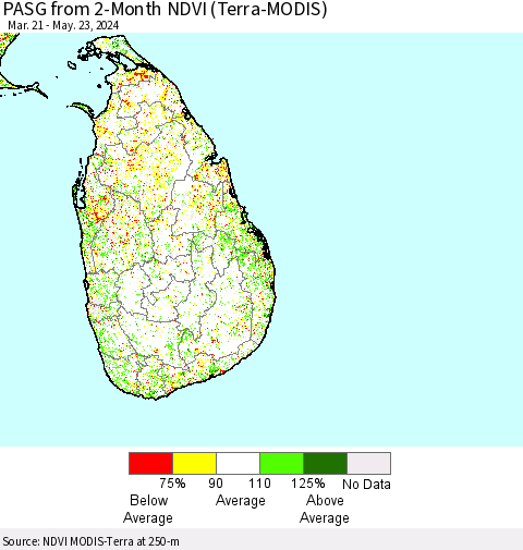 Sri Lanka PASG from 2-Month NDVI (Terra-MODIS) Thematic Map For 5/16/2024 - 5/23/2024