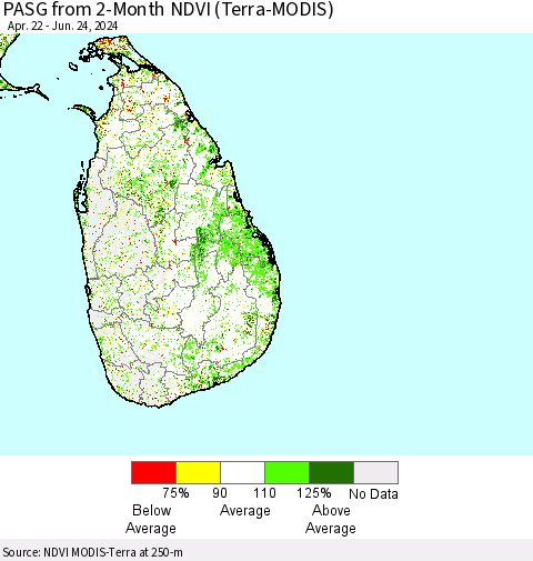 Sri Lanka PASG from 2-Month NDVI (Terra-MODIS) Thematic Map For 6/17/2024 - 6/24/2024