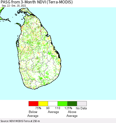 Sri Lanka PASG from 3-Month NDVI (Terra-MODIS) Thematic Map For 12/11/2021 - 12/18/2021