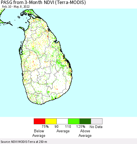 Sri Lanka PASG from 3-Month NDVI (Terra-MODIS) Thematic Map For 5/1/2022 - 5/8/2022