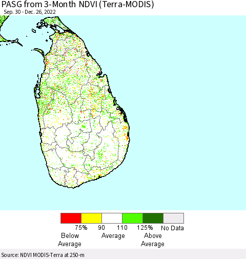 Sri Lanka PASG from 3-Month NDVI (Terra-MODIS) Thematic Map For 12/19/2022 - 12/26/2022