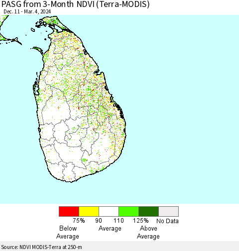 Sri Lanka PASG from 3-Month NDVI (Terra-MODIS) Thematic Map For 2/26/2024 - 3/4/2024