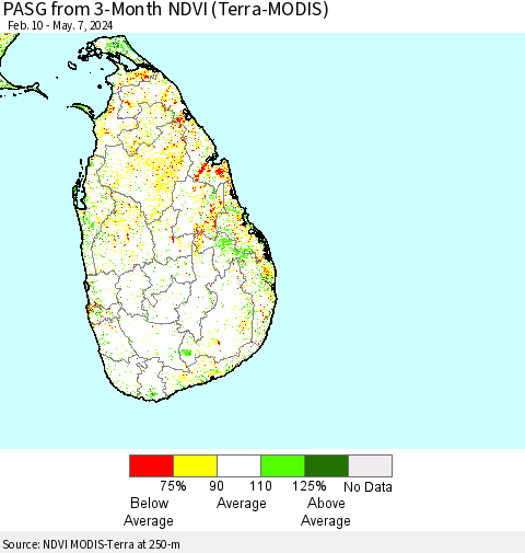 Sri Lanka PASG from 3-Month NDVI (Terra-MODIS) Thematic Map For 4/30/2024 - 5/7/2024