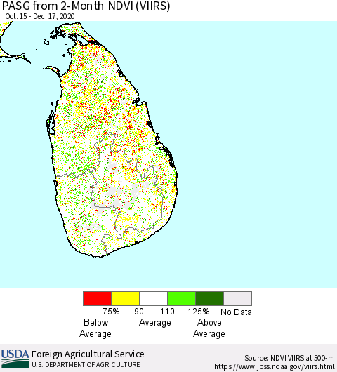 Sri Lanka PASG from 2-Month NDVI (VIIRS) Thematic Map For 12/11/2020 - 12/20/2020