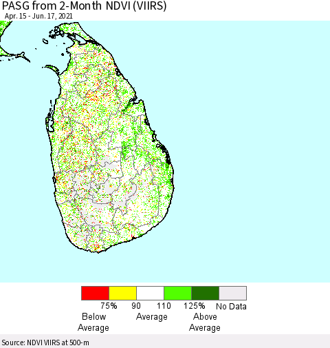Sri Lanka PASG from 2-Month NDVI (VIIRS) Thematic Map For 6/10/2021 - 6/17/2021