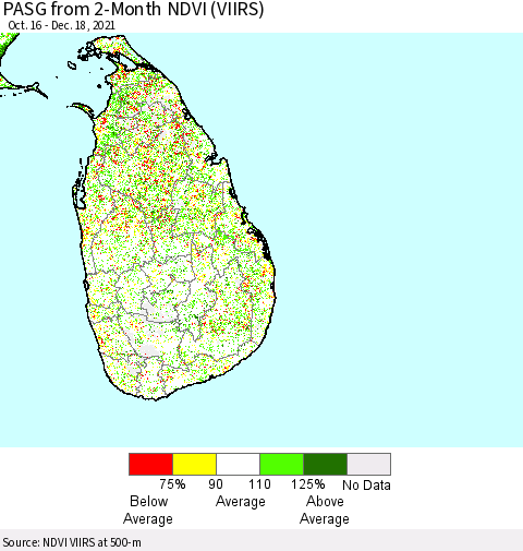 Sri Lanka PASG from 2-Month NDVI (VIIRS) Thematic Map For 12/11/2021 - 12/18/2021