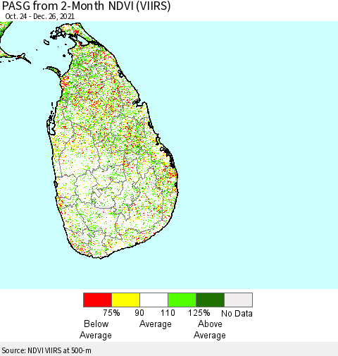 Sri Lanka PASG from 2-Month NDVI (VIIRS) Thematic Map For 12/19/2021 - 12/26/2021