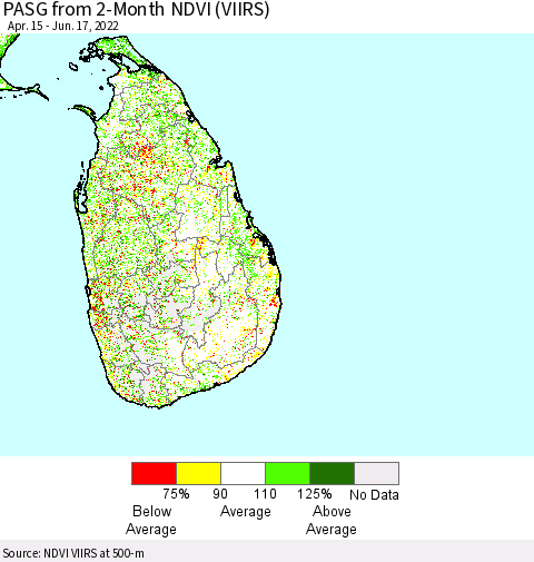 Sri Lanka PASG from 2-Month NDVI (VIIRS) Thematic Map For 6/10/2022 - 6/17/2022