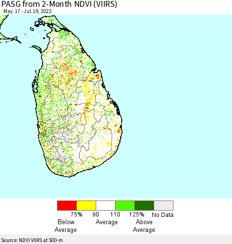 Sri Lanka PASG from 2-Month NDVI (VIIRS) Thematic Map For 7/12/2022 - 7/19/2022