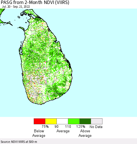 Sri Lanka PASG from 2-Month NDVI (VIIRS) Thematic Map For 9/14/2022 - 9/21/2022