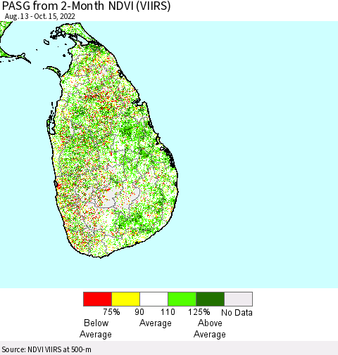 Sri Lanka PASG from 2-Month NDVI (VIIRS) Thematic Map For 10/8/2022 - 10/15/2022