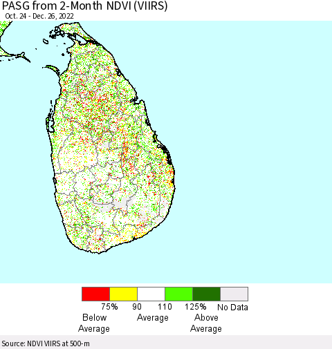 Sri Lanka PASG from 2-Month NDVI (VIIRS) Thematic Map For 12/19/2022 - 12/26/2022