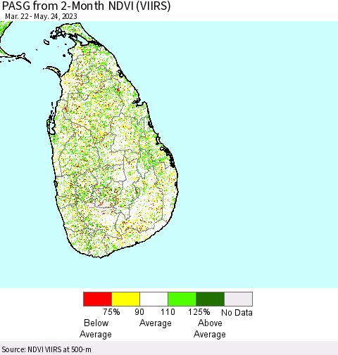 Sri Lanka PASG from 2-Month NDVI (VIIRS) Thematic Map For 5/17/2023 - 5/24/2023