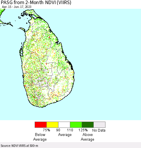 Sri Lanka PASG from 2-Month NDVI (VIIRS) Thematic Map For 6/10/2023 - 6/17/2023