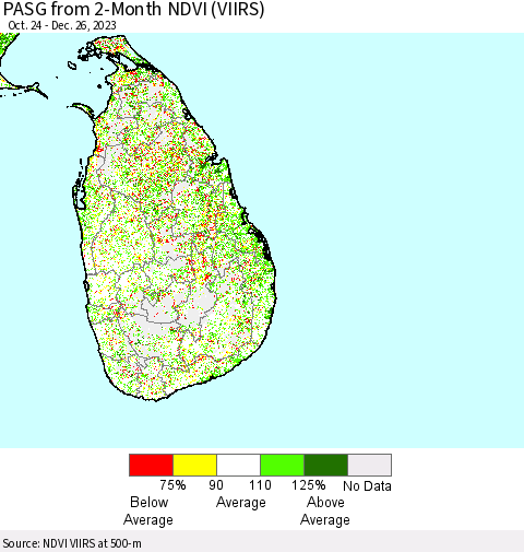 Sri Lanka PASG from 2-Month NDVI (VIIRS) Thematic Map For 12/19/2023 - 12/26/2023