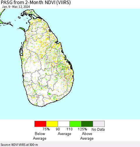 Sri Lanka PASG from 2-Month NDVI (VIIRS) Thematic Map For 3/5/2024 - 3/12/2024