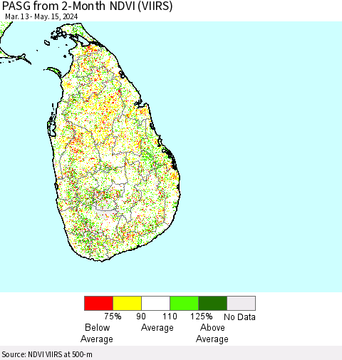 Sri Lanka PASG from 2-Month NDVI (VIIRS) Thematic Map For 5/8/2024 - 5/15/2024