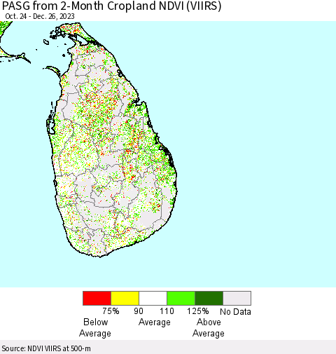 Sri Lanka PASG from 2-Month Cropland NDVI (VIIRS) Thematic Map For 12/19/2023 - 12/26/2023