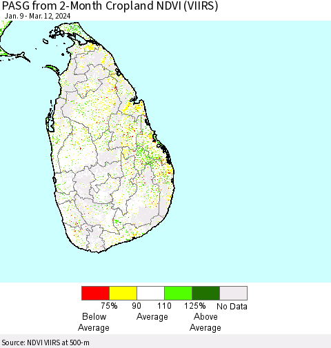 Sri Lanka PASG from 2-Month Cropland NDVI (VIIRS) Thematic Map For 3/5/2024 - 3/12/2024