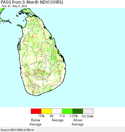 Sri Lanka PASG from 3-Month NDVI (VIIRS) Thematic Map For 5/1/2022 - 5/8/2022