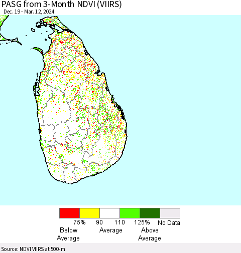 Sri Lanka PASG from 3-Month NDVI (VIIRS) Thematic Map For 3/5/2024 - 3/12/2024