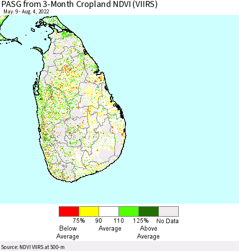 Sri Lanka PASG from 3-Month Cropland NDVI (VIIRS) Thematic Map For 7/28/2022 - 8/4/2022