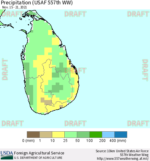 Sri Lanka Precipitation (USAF 557th WW) Thematic Map For 11/15/2021 - 11/21/2021