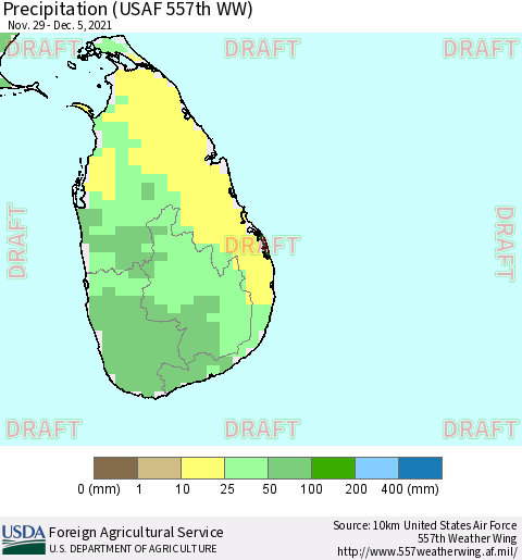 Sri Lanka Precipitation (USAF 557th WW) Thematic Map For 11/29/2021 - 12/5/2021