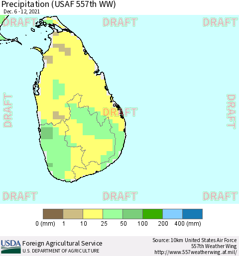 Sri Lanka Precipitation (USAF 557th WW) Thematic Map For 12/6/2021 - 12/12/2021