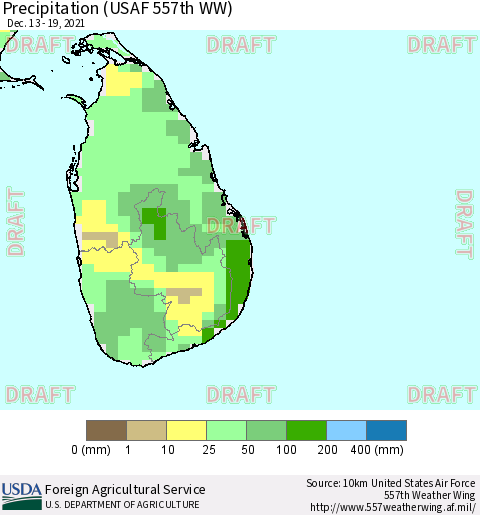 Sri Lanka Precipitation (USAF 557th WW) Thematic Map For 12/13/2021 - 12/19/2021