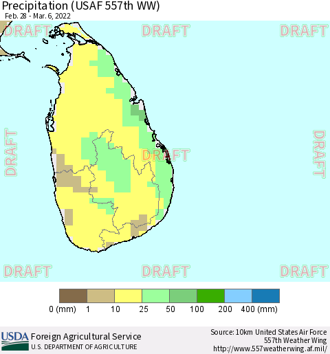 Sri Lanka Precipitation (USAF 557th WW) Thematic Map For 2/28/2022 - 3/6/2022