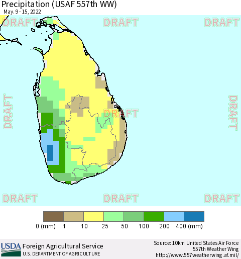 Sri Lanka Precipitation (USAF 557th WW) Thematic Map For 5/9/2022 - 5/15/2022