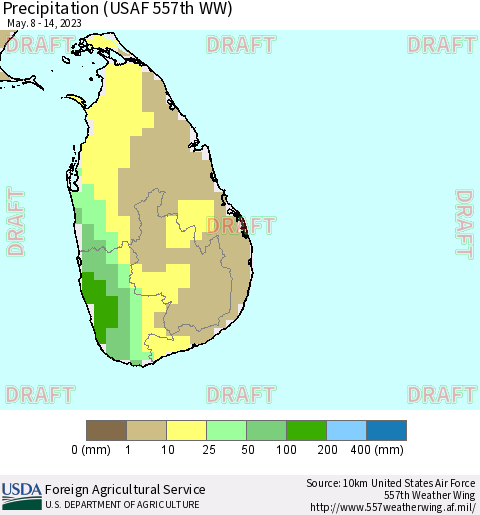 Sri Lanka Precipitation (USAF 557th WW) Thematic Map For 5/8/2023 - 5/14/2023