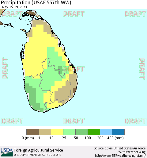 Sri Lanka Precipitation (USAF 557th WW) Thematic Map For 5/15/2023 - 5/21/2023